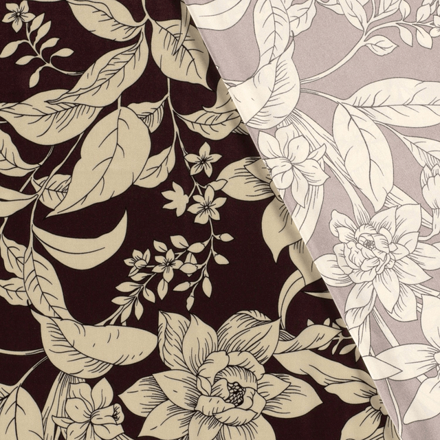 Satin fleurs bordeaux