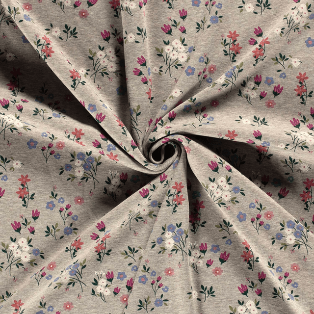Sweat Polaire Fleurs Gris