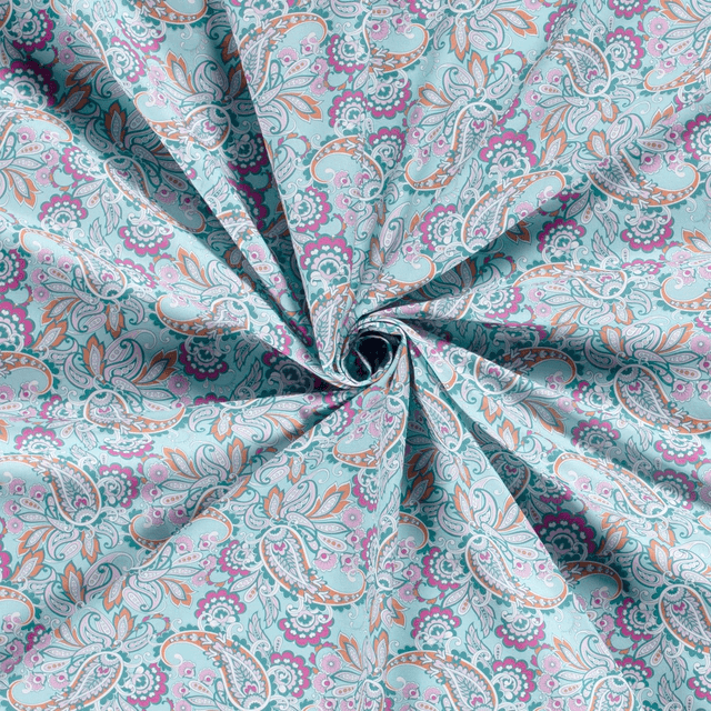 Popeline paisley bleu
