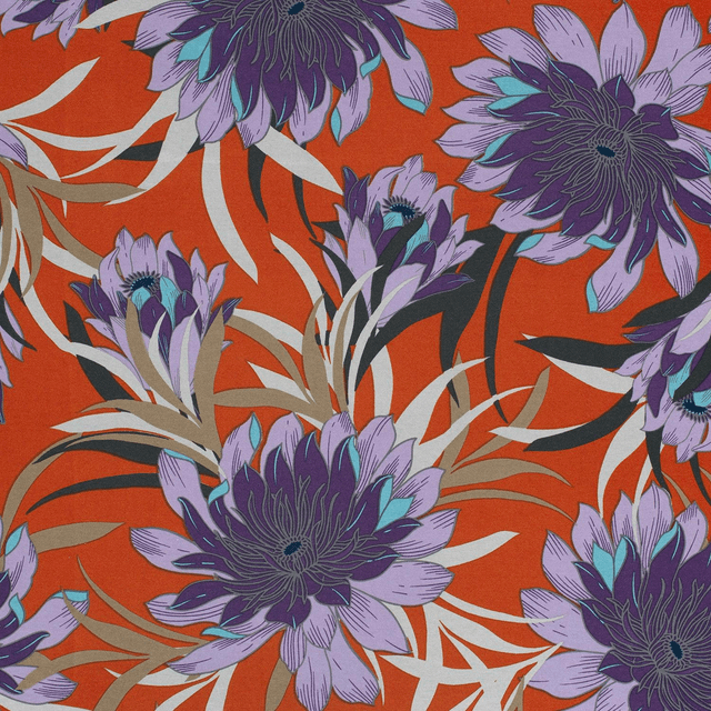 Jersey viscose Fleurs brique