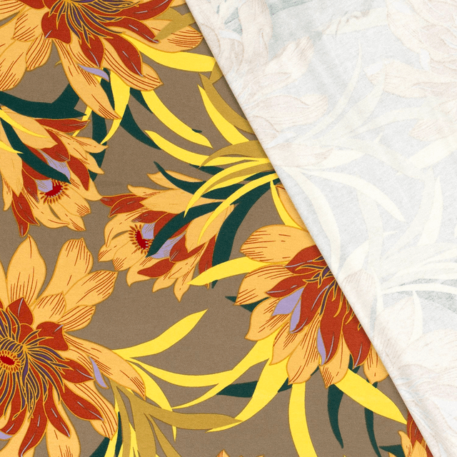 Jersey viscose Fleurs taupe