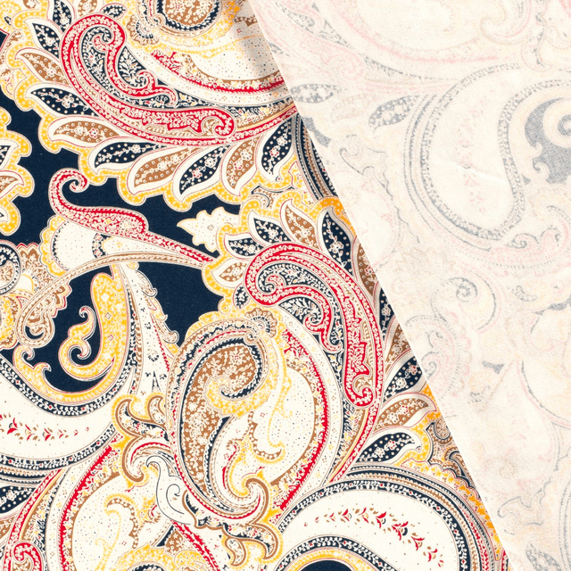 Coupon 80cmx135cm Viscose lin paisley marine