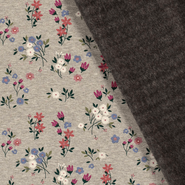 Sweat Polaire Fleurs Gris
