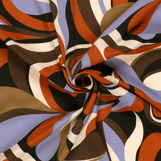Popeline viscose brique abstrait