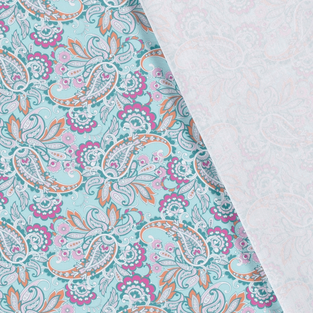 Popeline paisley bleu