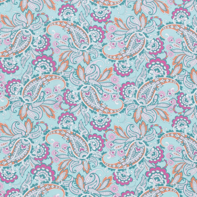 Popeline paisley bleu