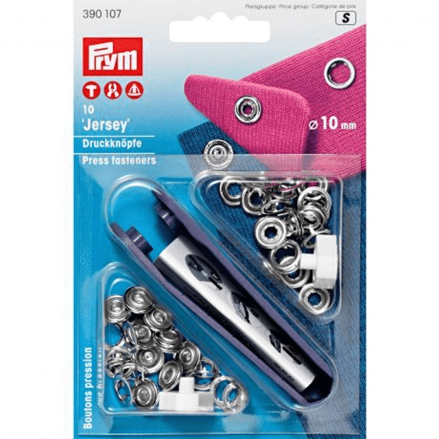 Boutons pressions jersey argent 10mm