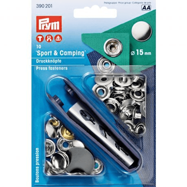 Boutons pressions argent 15mm