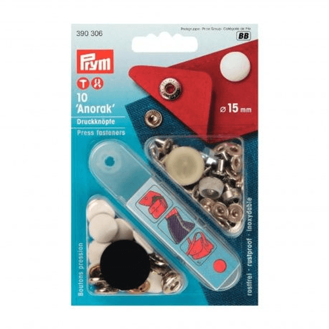 Boutons pressions blanc 15mm 